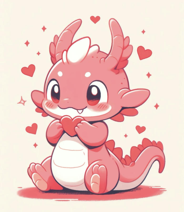 Hình chibi rồng đáng yêu màu hồng