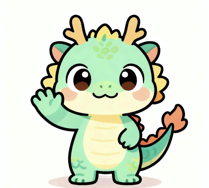 Hình chibi rồng xanh lá cây cute