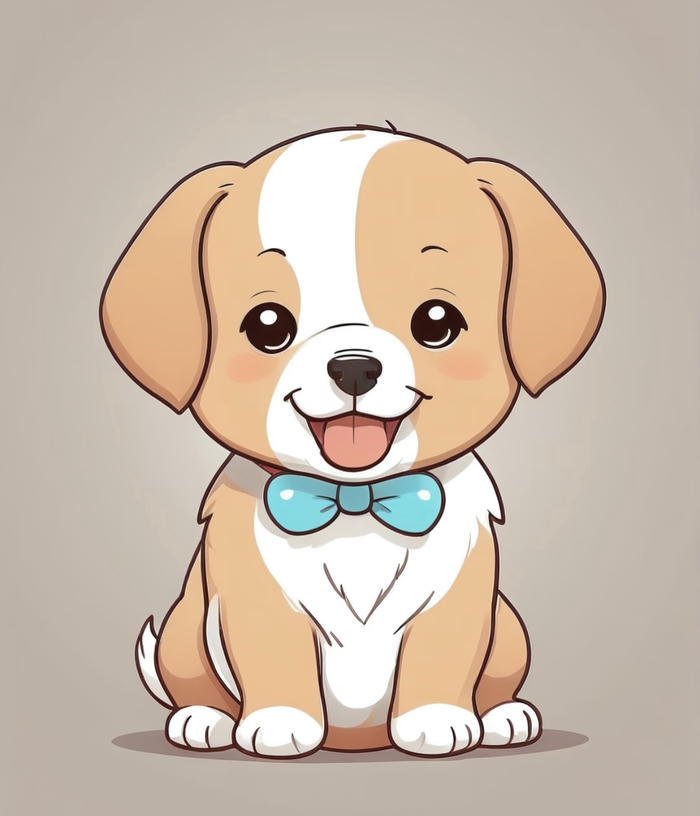 Hình con chó chibi dáng yên thè lưỡi