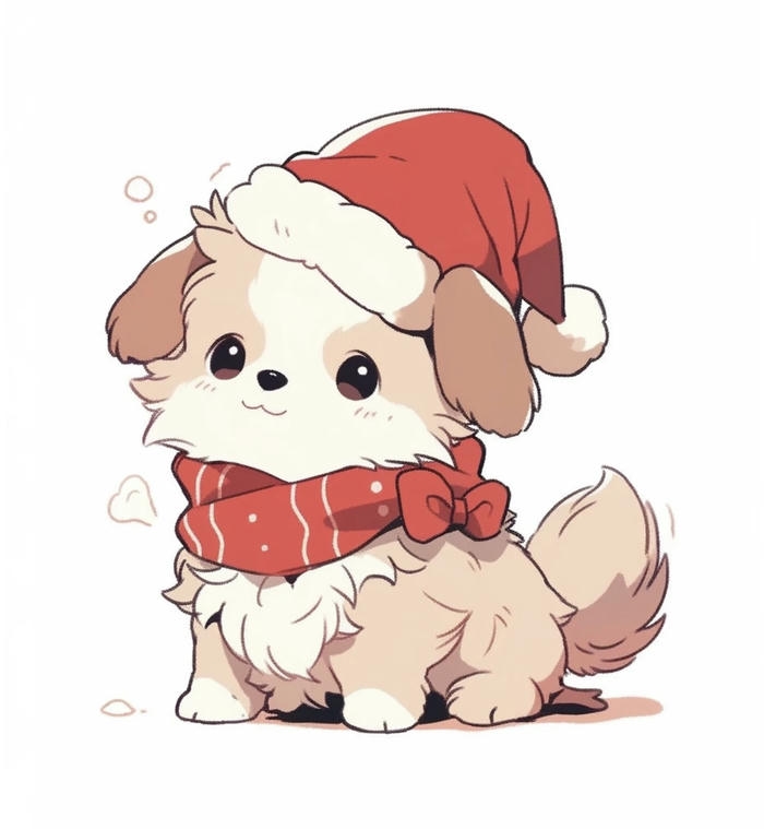 Hình con chó chibi mùa giáng sinh