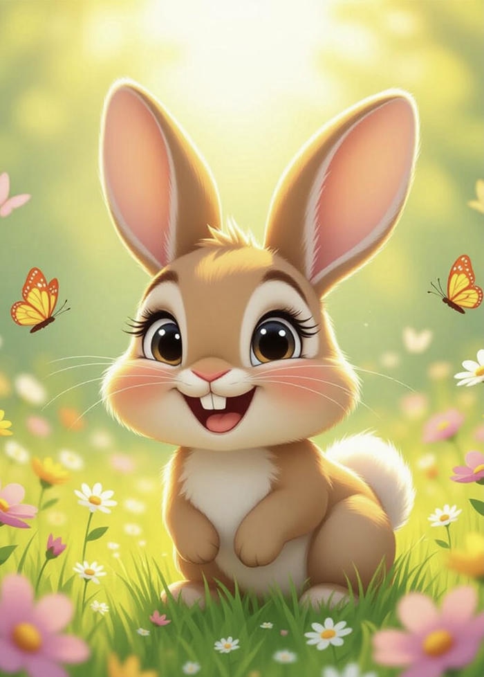 Hình con thỏ chibi cười xinh tươi