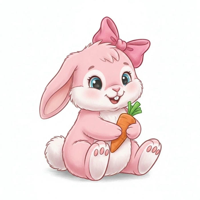 Hình con thỏ chibi trông hiền đeo nơ