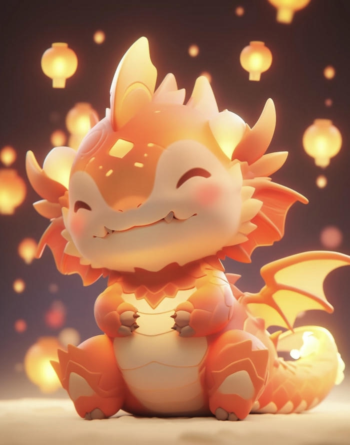 Hình rồng chibi cute nhắm mắt