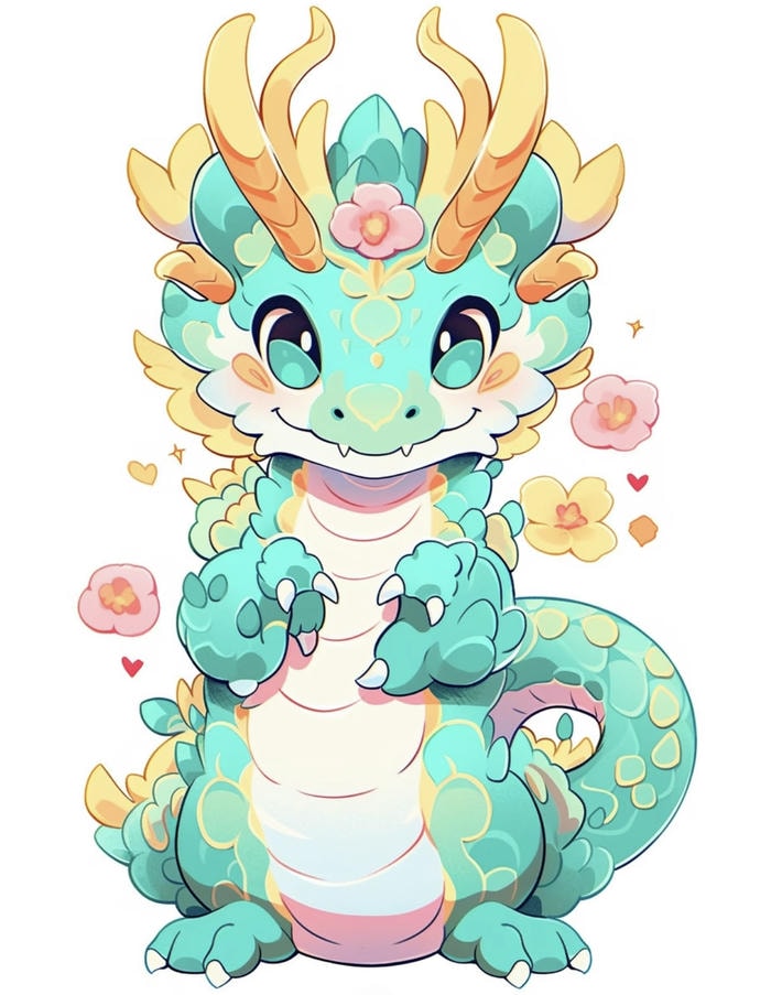 Hình rồng chibi nhìn là thấy vui