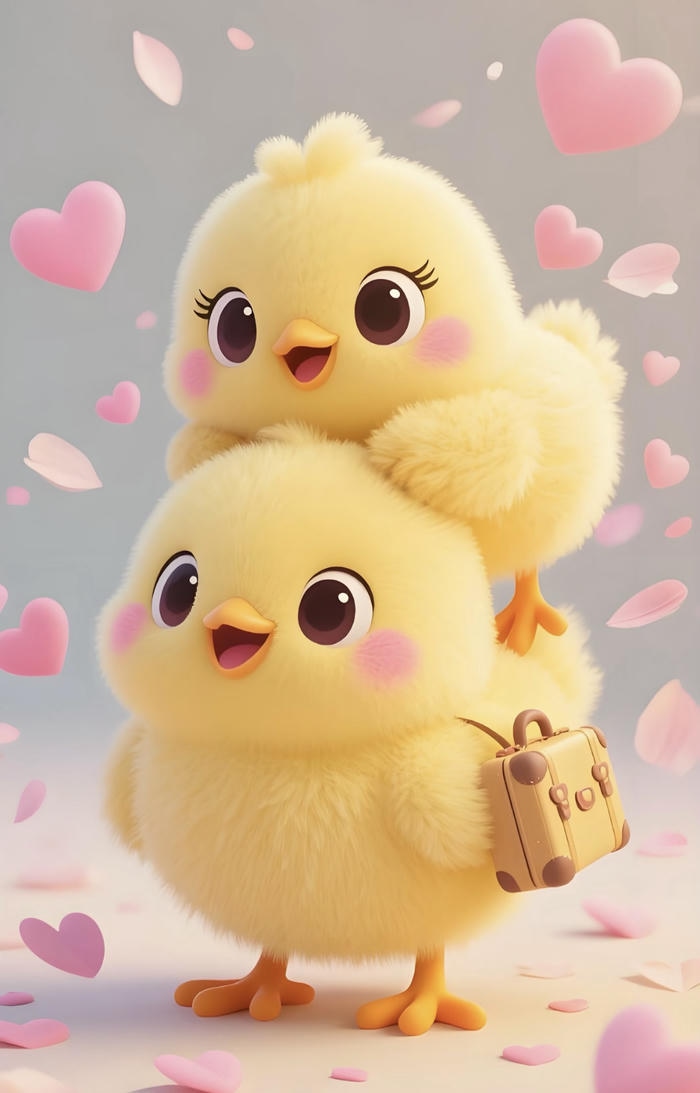 Hình vẽ con gà chibi cõng nhau