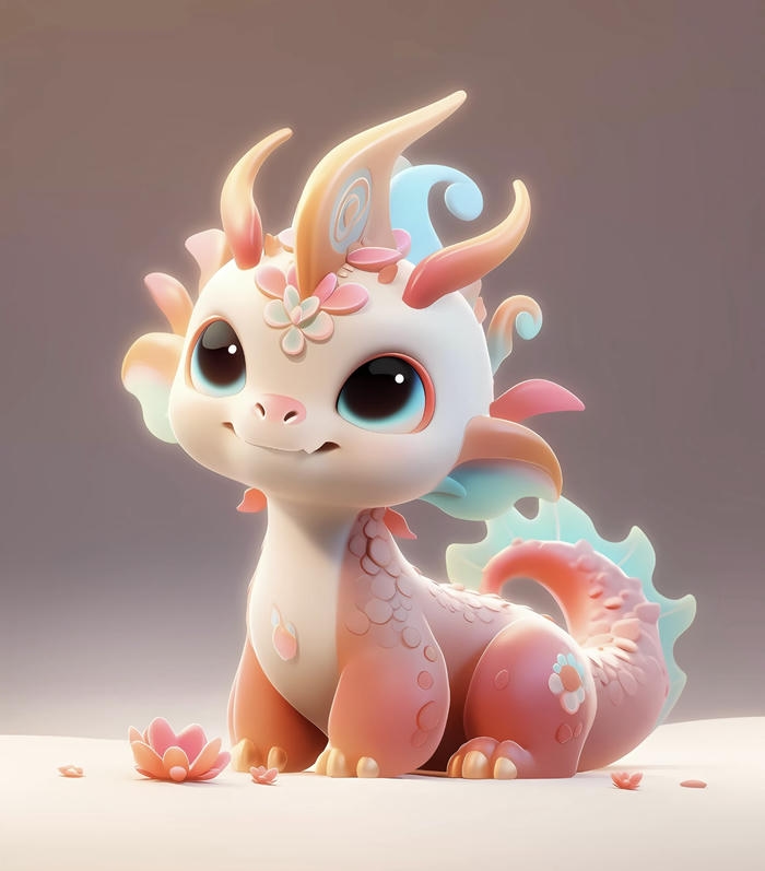 Rồng chibi dễ thương màu hồng xinh