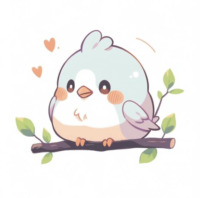 Tranh chibi con chim dễ mến lạ mắt