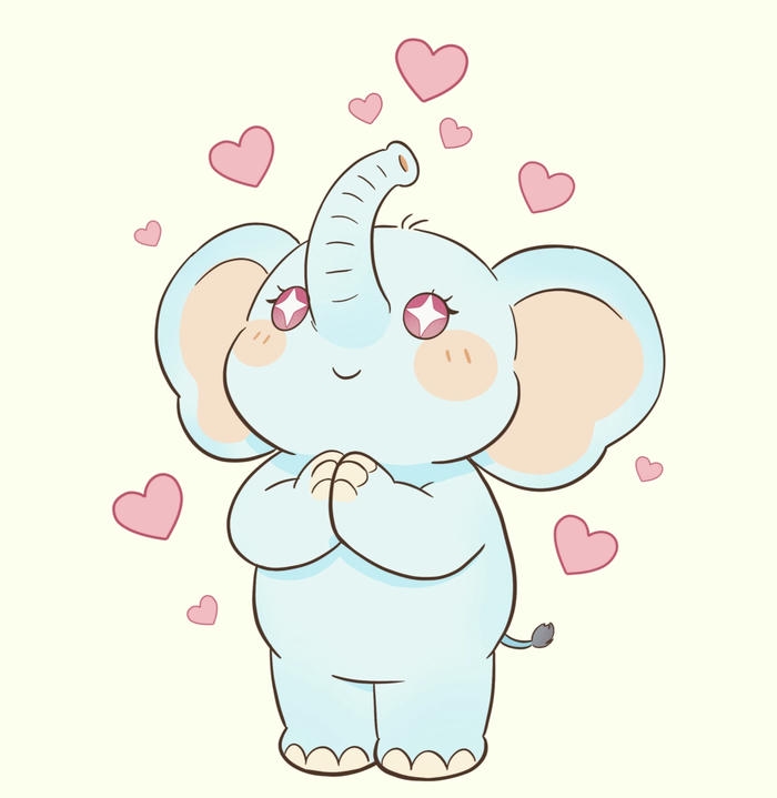 Voi chibi biểu cảm thả tim