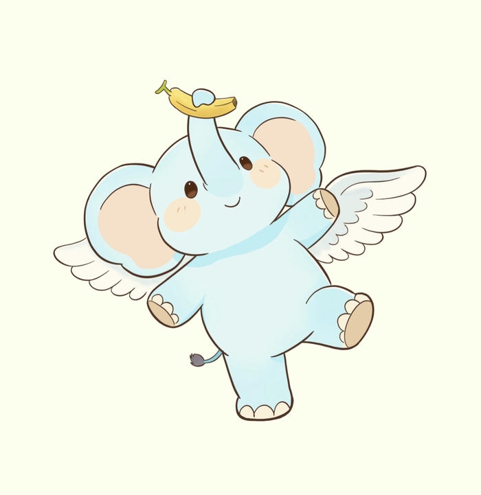 Voi chibi xanh biển có cánh