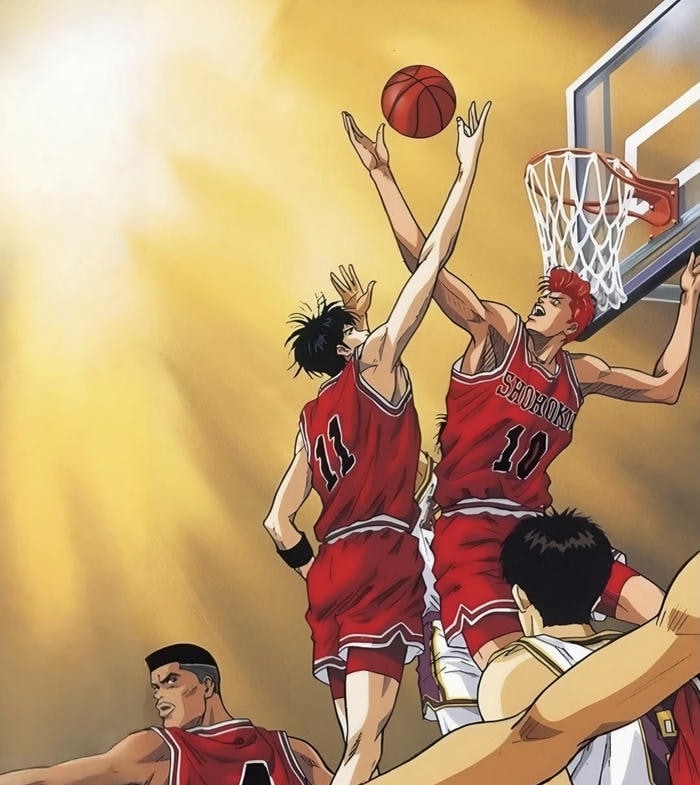 ảnh anime bóng rổ phòng thủ thấp người