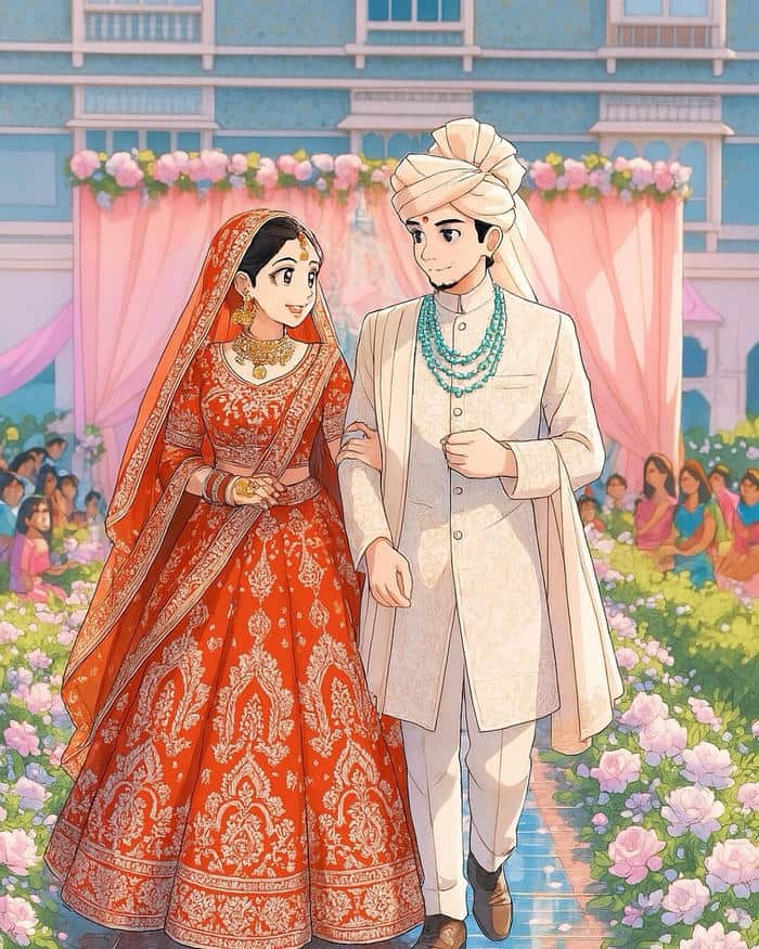 ảnh anime cô dâu chú rể giày da