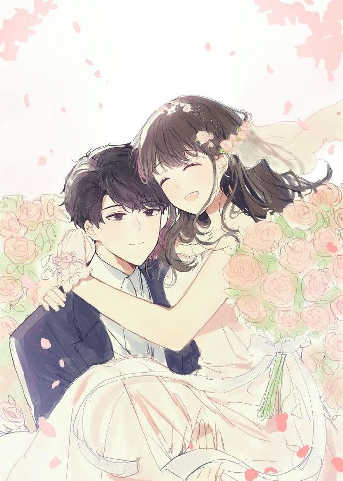 ảnh anime cô dâu chú rể hài hòa nhẹ nhàng