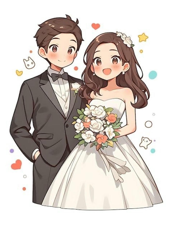 ảnh anime cô dâu chú rể nụ cười