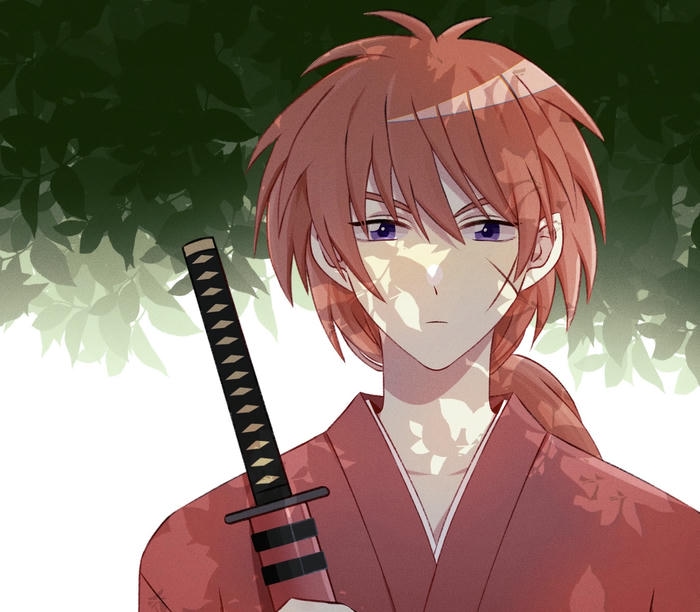 ảnh anime nam cầm kiếm katana nhìn xa