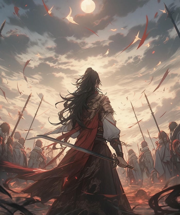 ảnh anime nam cầm kiếm katana thân trên