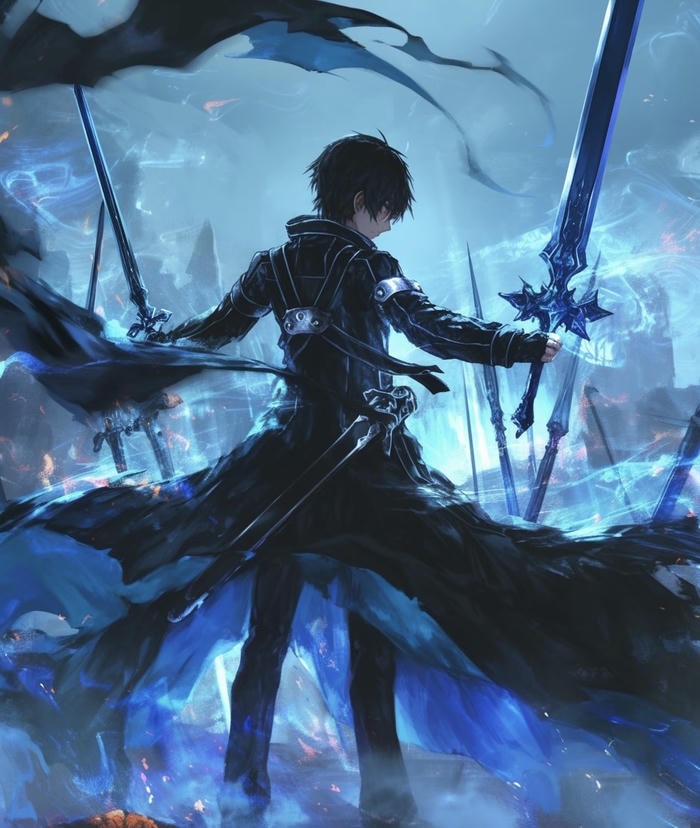 ảnh anime nam cầm kiếm katana tư thế