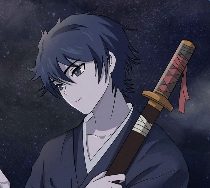 ảnh anime nam cầm kiếm katana vỏ đeo