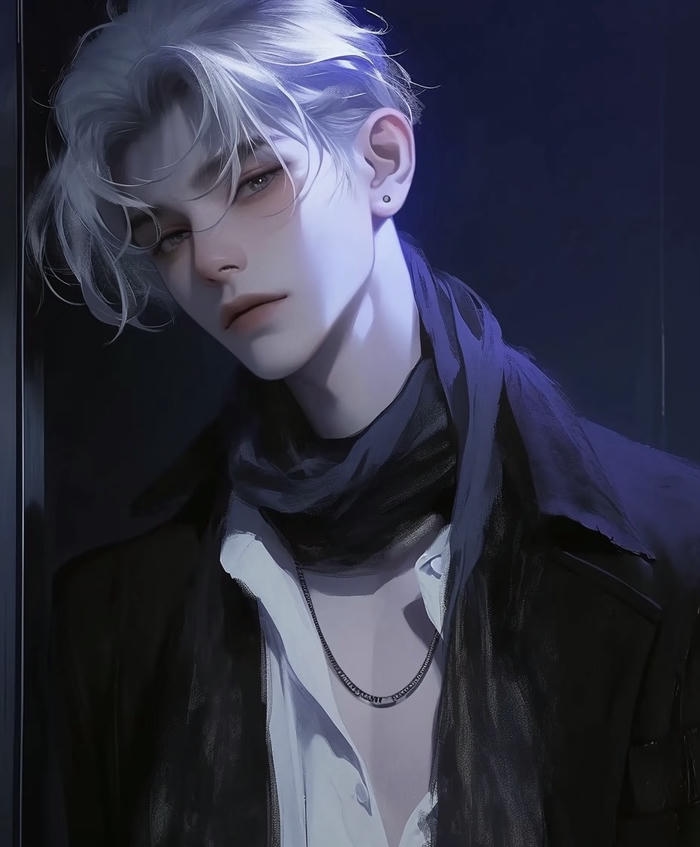 ảnh anime nam tóc trắng áo choàng dài