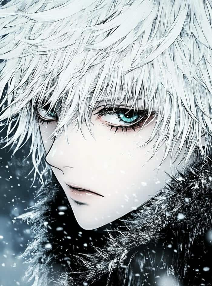 ảnh anime nam tóc trắng mái dài mềm