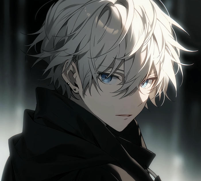 ảnh anime nam tóc trắng nền trống tĩnh