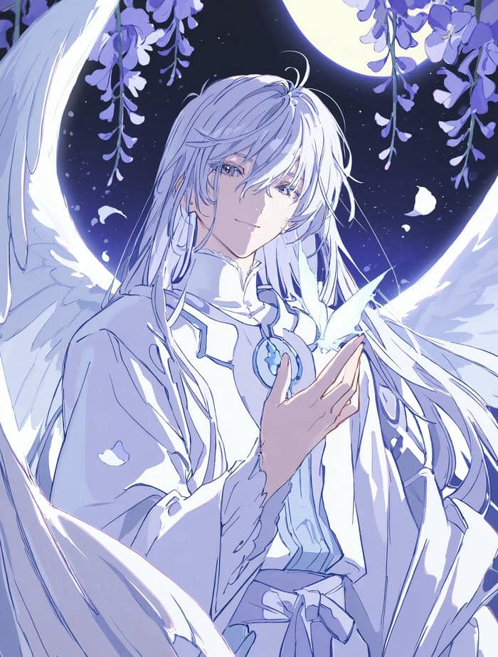 ảnh anime nam tóc trắng phong thái tĩnh