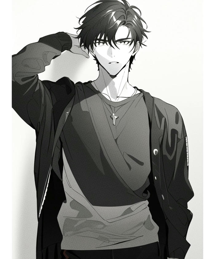 ảnh anime nam trắng đen toàn thân