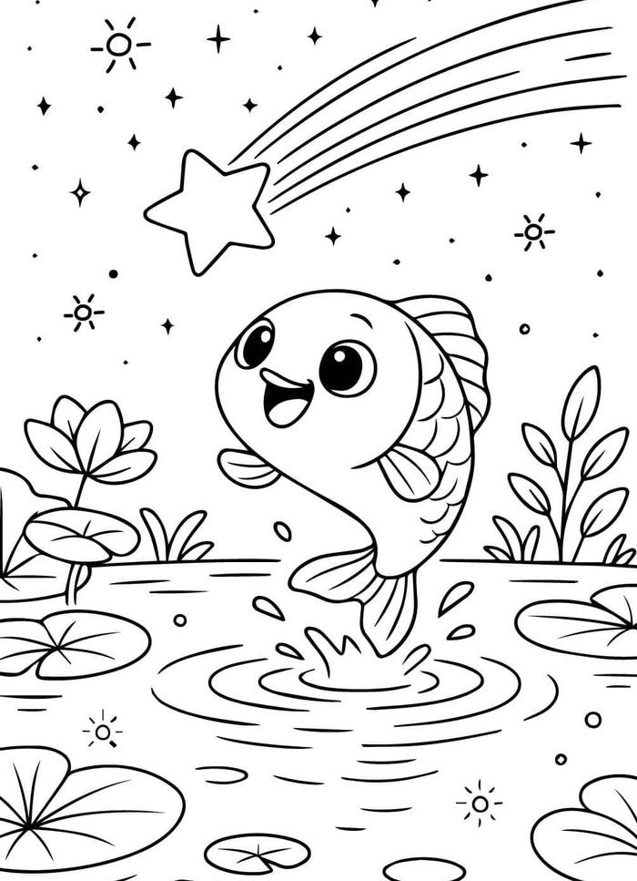 ảnh tô màu cá ngắm sao cho bé 5-6 tuổi