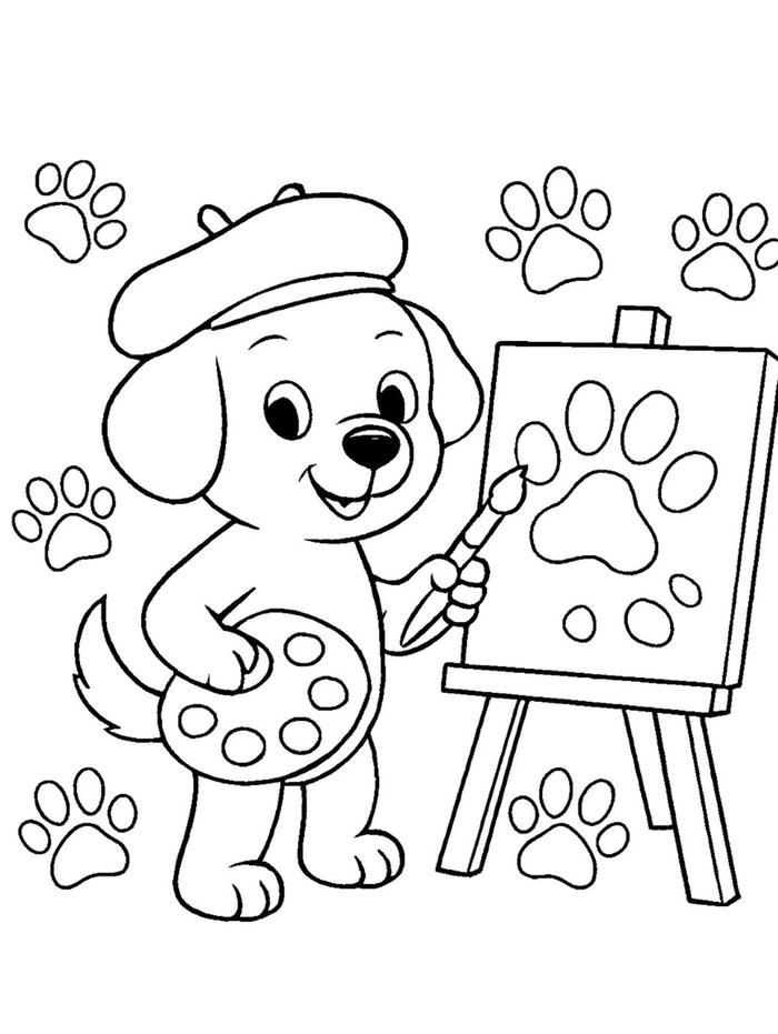 ảnh tô màu chó đang vẽ