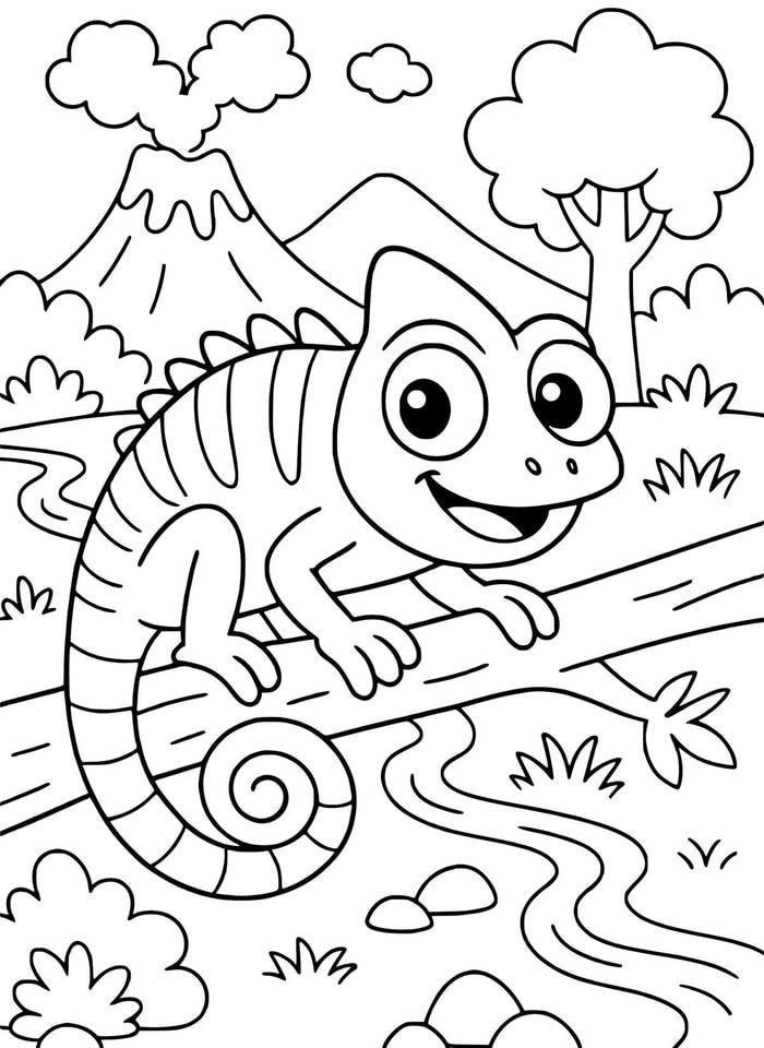 ảnh tô màu con tắc kè hoa biến đổi màu