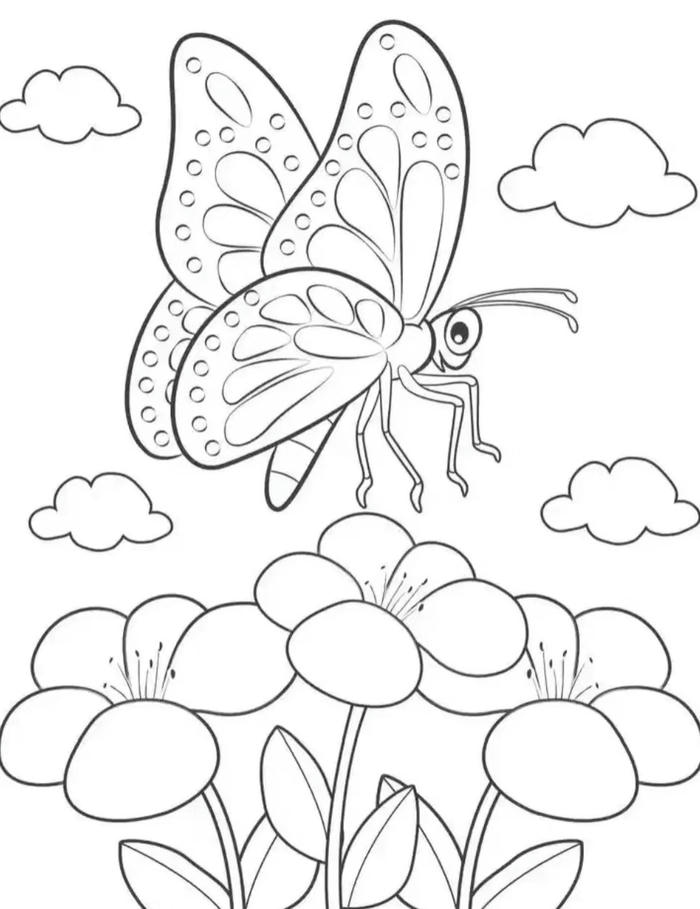 ảnh tô màu con vật chú bướm tung bay
