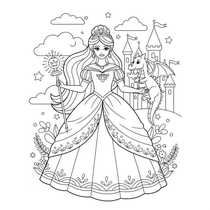 ảnh tô màu công chúa lấp lánh cho bé