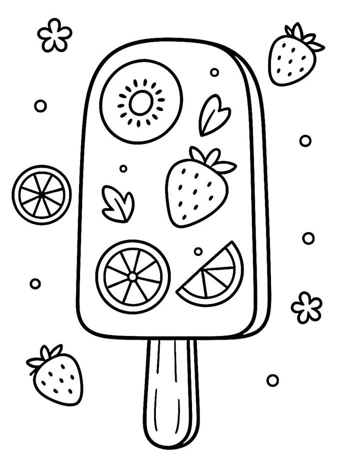 ảnh tô màu kem hoa quả cho bé 5-6 tuổi