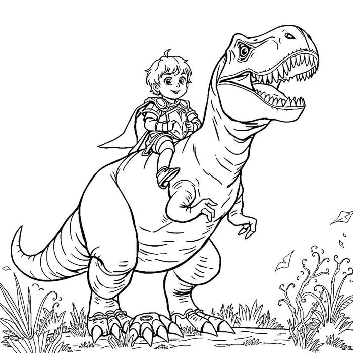 ảnh tô màu khủng long và con người