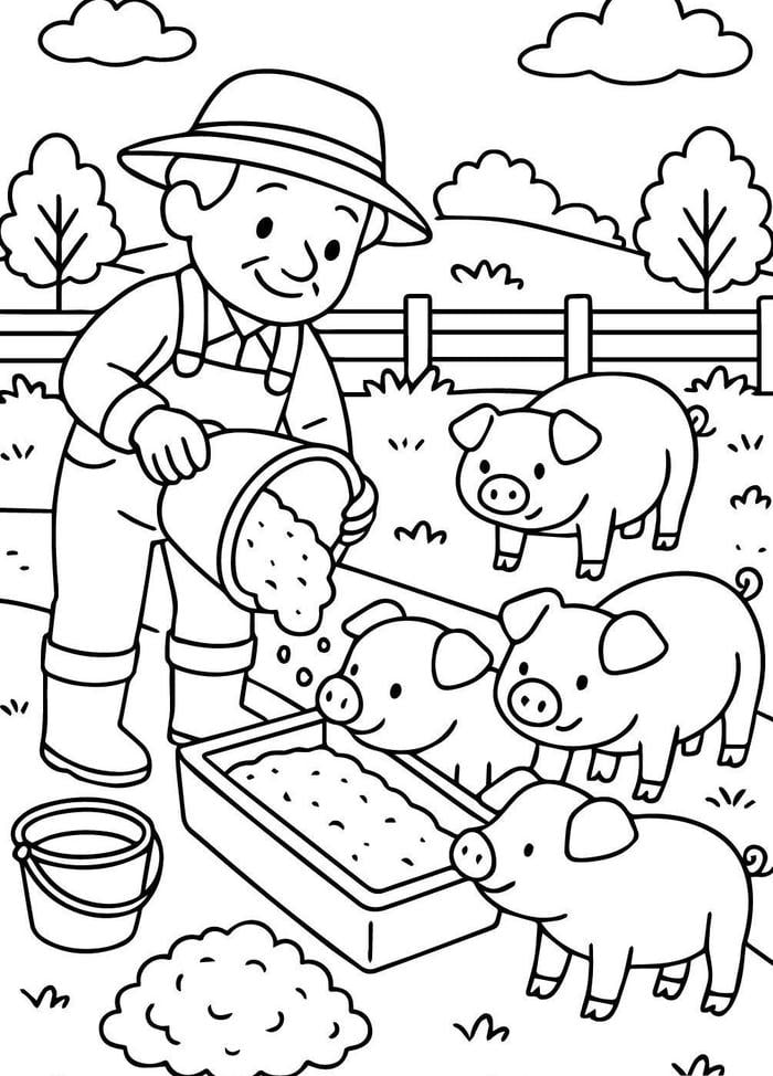 ảnh tô màu lao động chăn nuôi