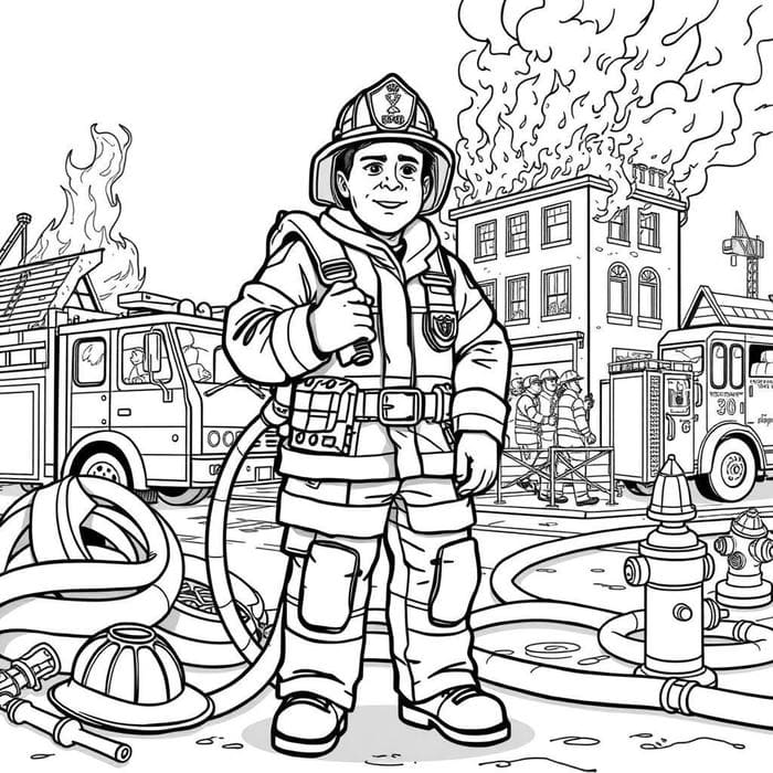 ảnh tô màu lính cứu hỏa anh hùng