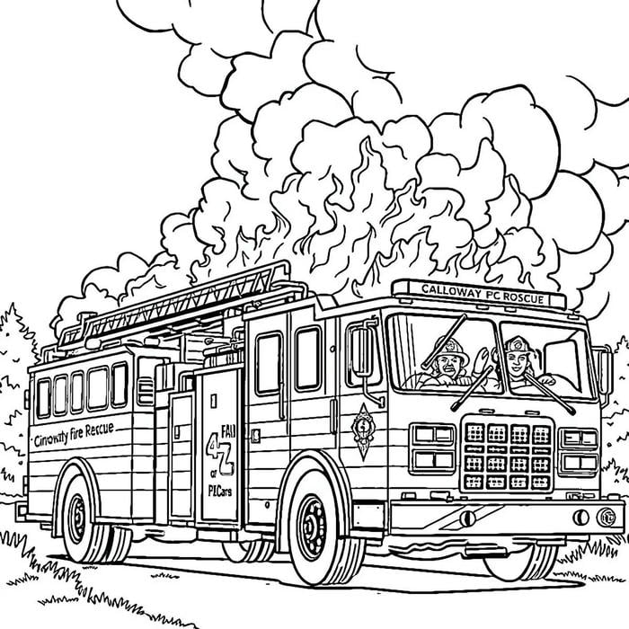 ảnh tô màu lính cứu hỏa tại hiện trường