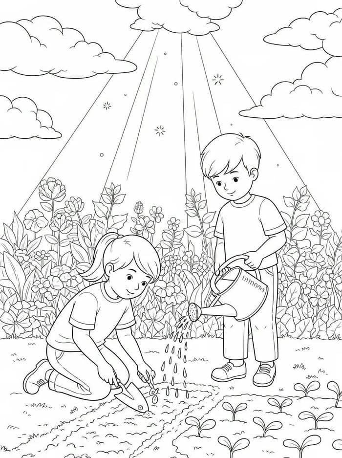 ảnh tô màu nghề trồng trọt truyền thống