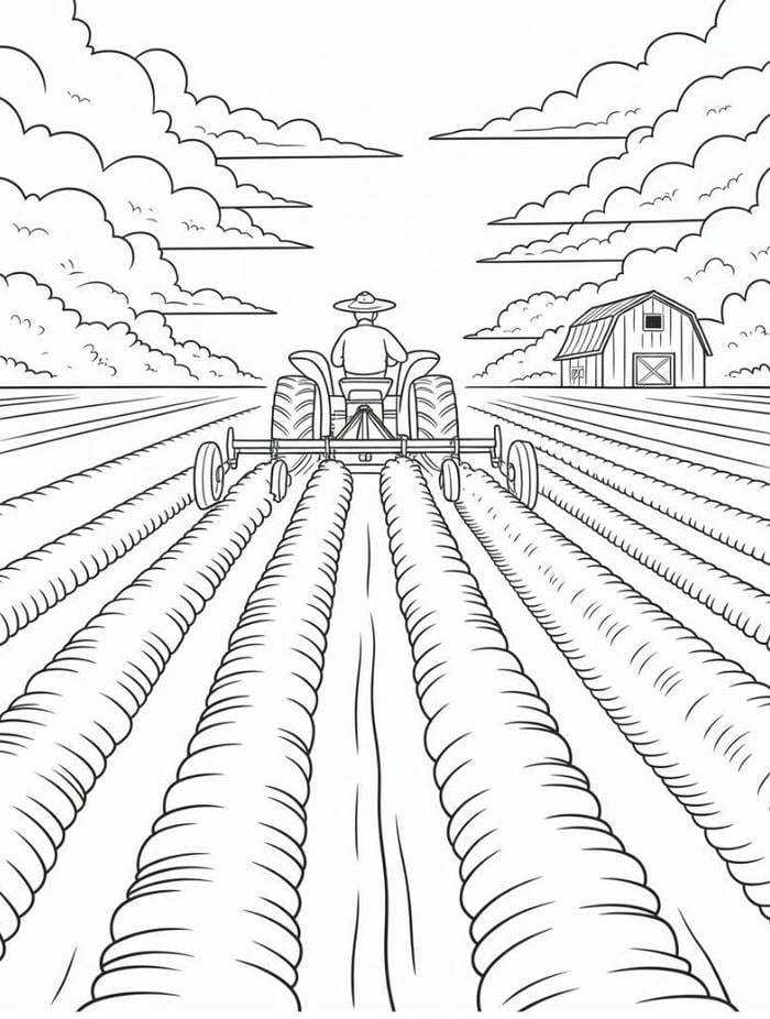 ảnh tô màu người làm nông ngoài trời