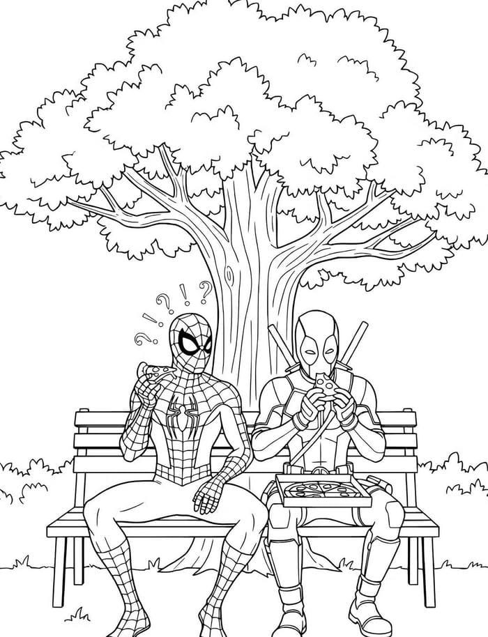 ảnh tô màu người nhện và iron man