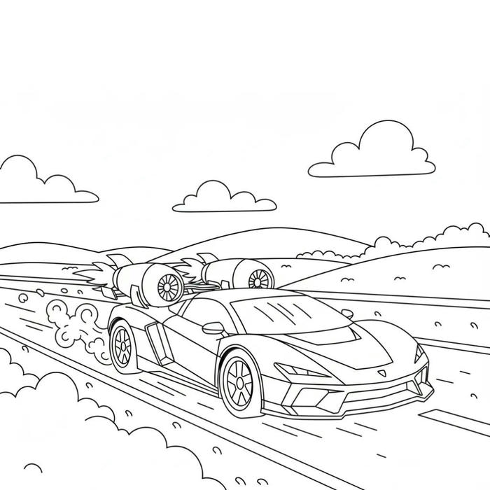 ảnh tô màu ô tô chạy tốc độ nhanh