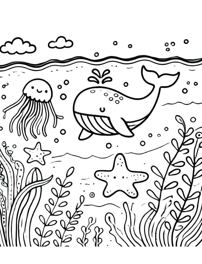 ảnh tô màu sinh vật biển cho trẻ nhỏ