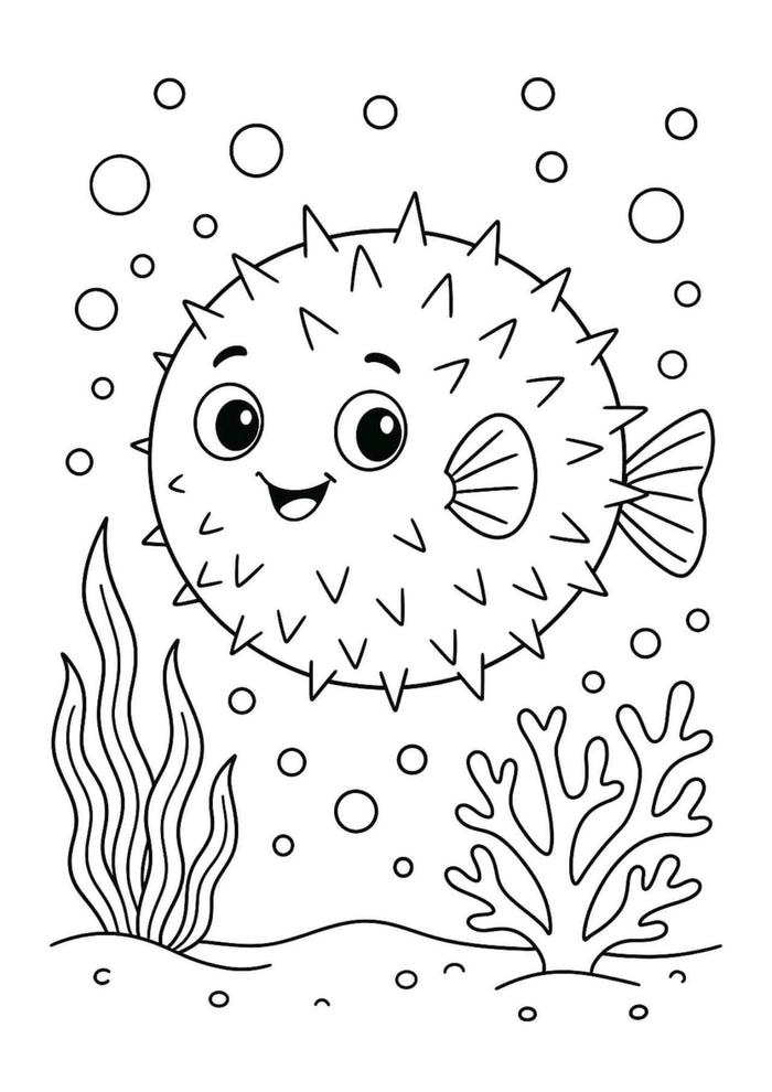 ảnh tranh tô cá nóc nhiều gai