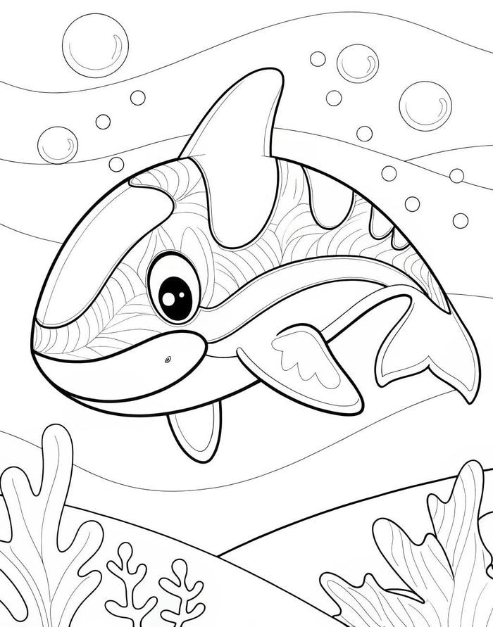 ảnh tranh tô màu cá mầm non giáo dục