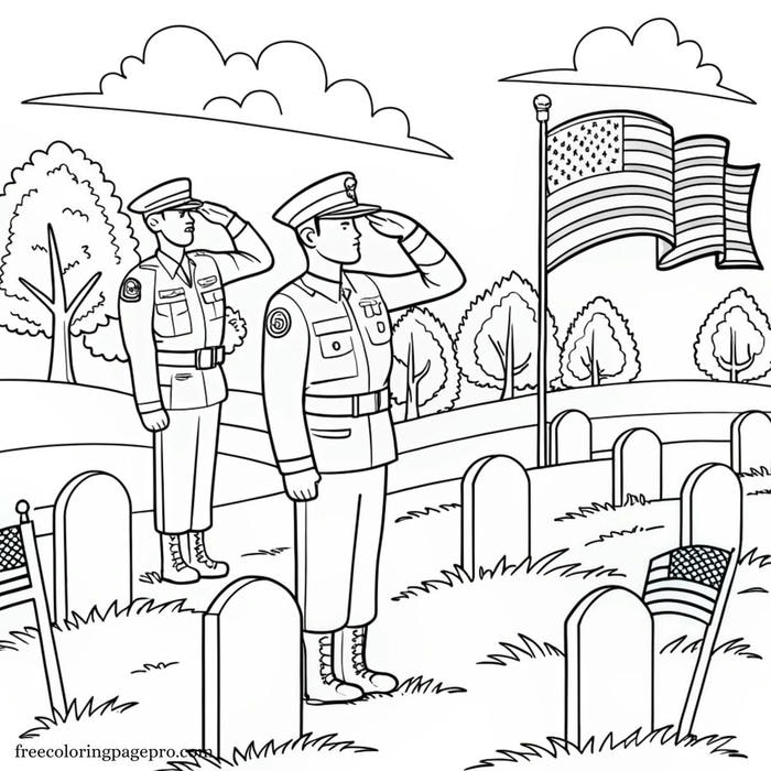 ảnh tranh tô màu chú bộ đội tư thế nghiêm