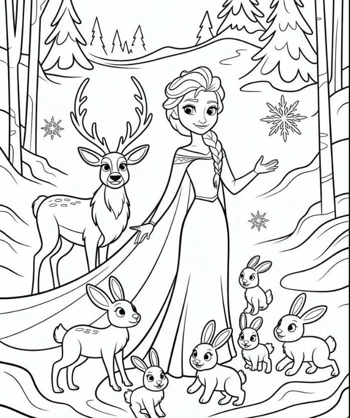 ảnh tranh tô màu công chúa elsa áo choàng