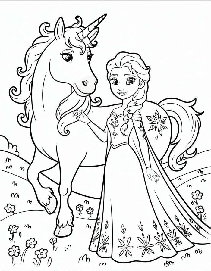 ảnh tranh tô màu công chúa elsa cổ tích
