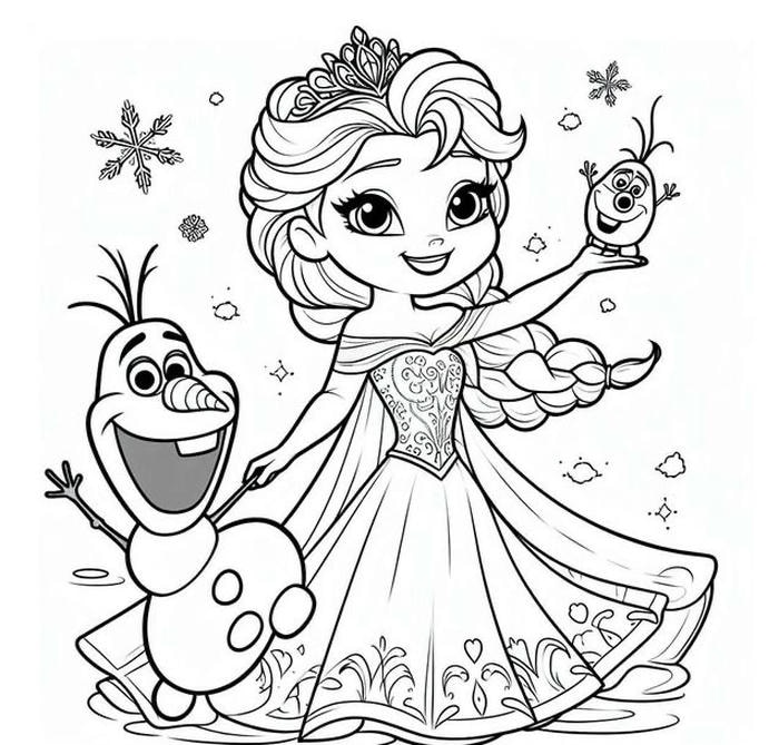 ảnh tranh tô màu công chúa elsa dáng nhỏ