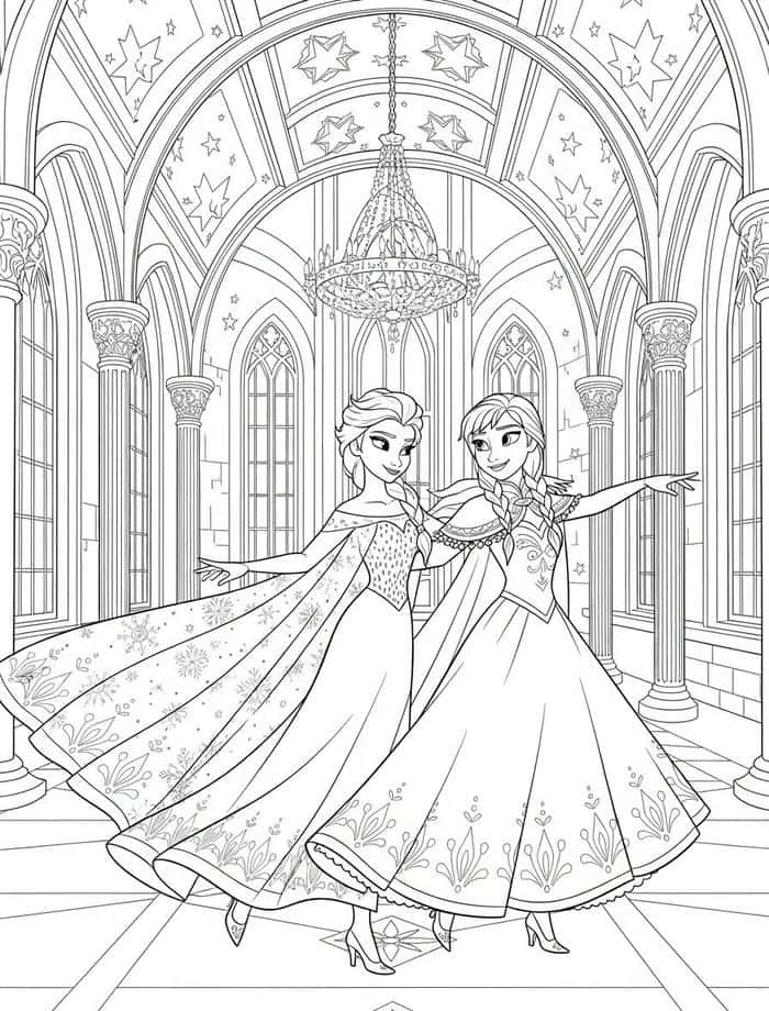 ảnh tranh tô màu elsa vui vẻ