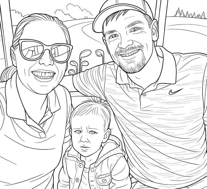 ảnh tranh tô màu gia đình ba người