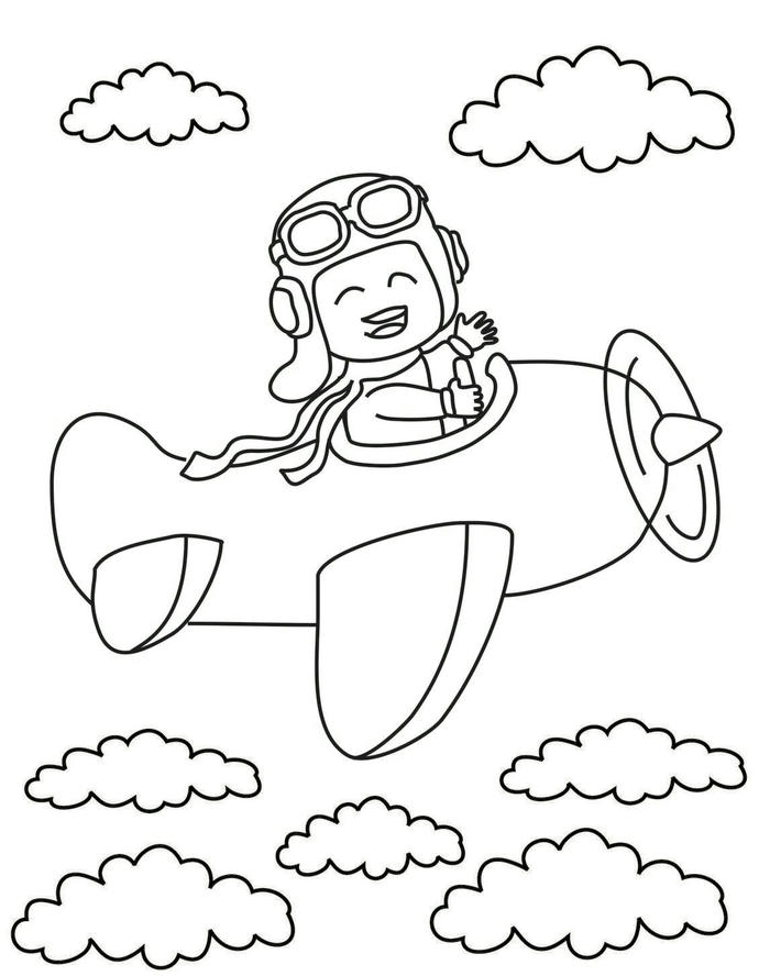 ảnh tranh tô màu máy bay cho bé